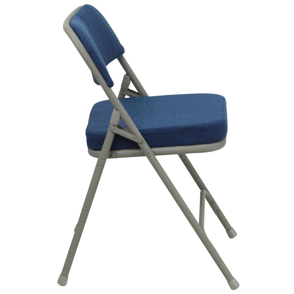 18.5"W Premium Curved Triple Braced & Double Hinged Navy Fabric Metal Folding Chair. Picture 14