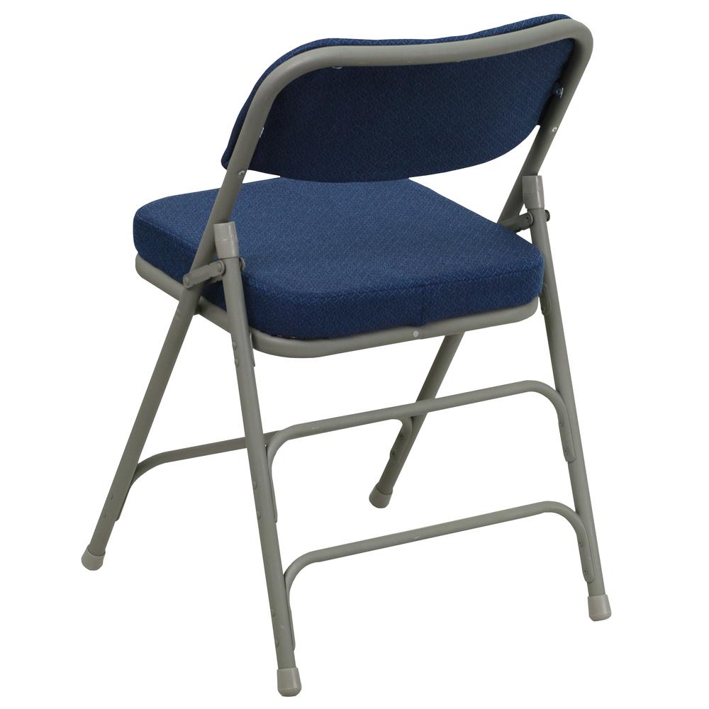 18.5"W Premium Curved Triple Braced & Double Hinged Navy Fabric Metal Folding Chair. Picture 15