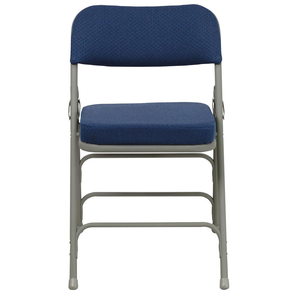 18.5"W Premium Curved Triple Braced & Double Hinged Navy Fabric Metal Folding Chair. Picture 16