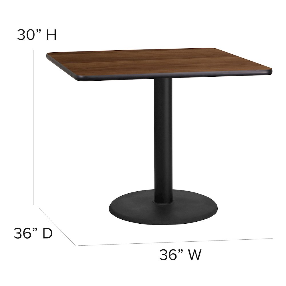 36'' Square Natural Laminate Table Set with X-Base and 4 Ladder Back Metal Chairs - Black Vinyl Seat. Picture 2