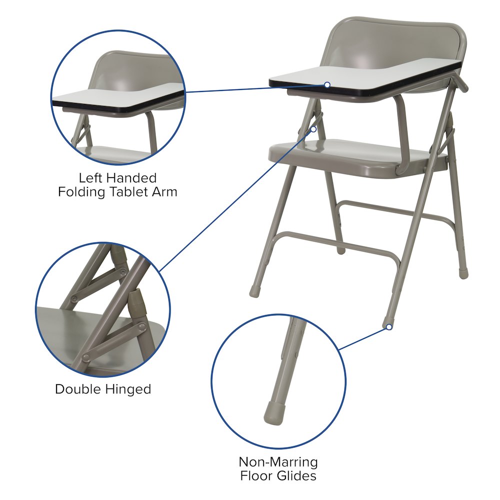Premium Steel Folding Chair with Left Handed Tablet Arm. Picture 5