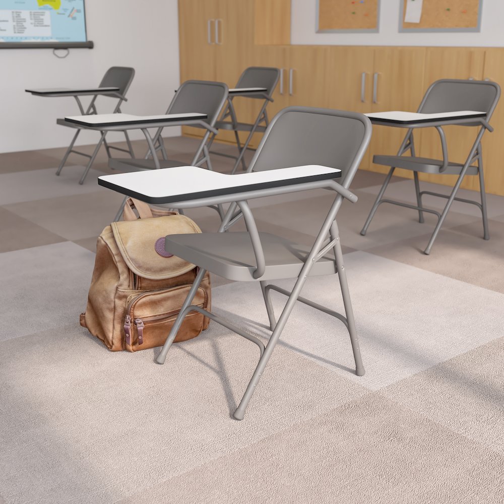 Premium Steel Folding Chair with Left Handed Tablet Arm. Picture 6