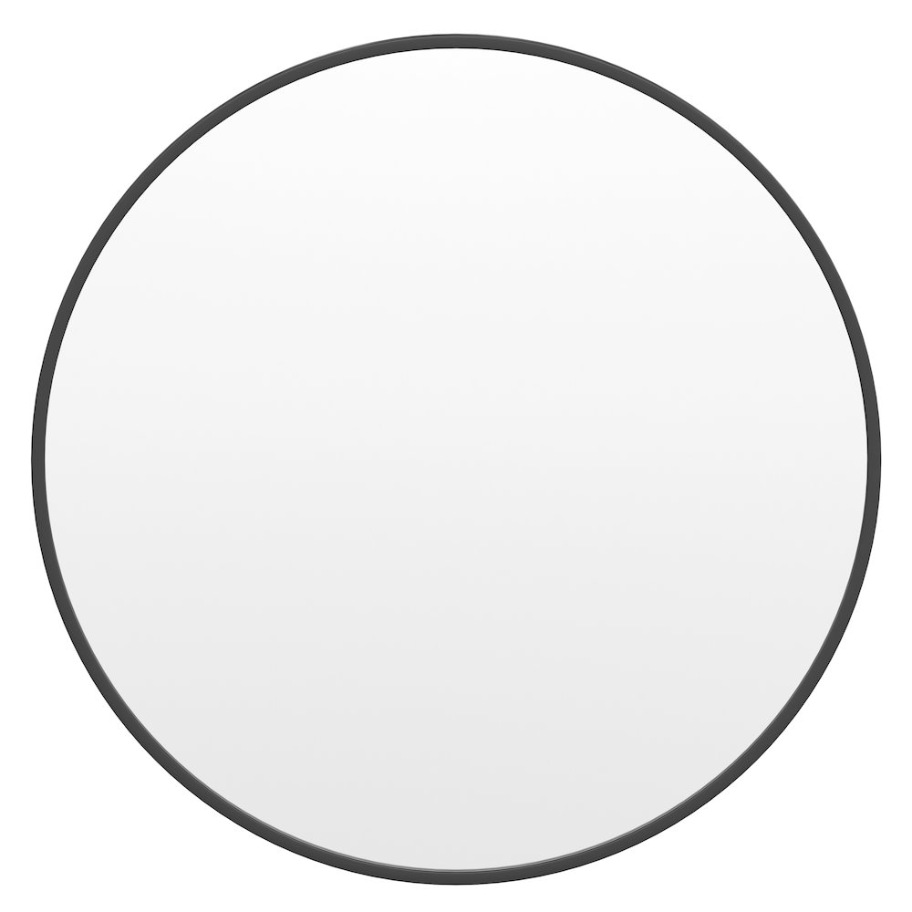 30" Round Black Metal Framed Wall Mirror. Picture 11