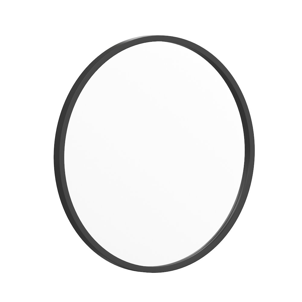 20" Round Black Metal Framed Wall Mirror. Picture 1