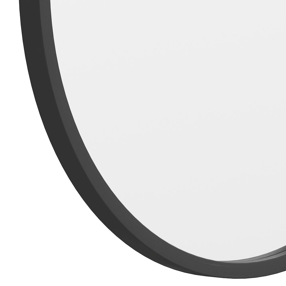 20" Round Black Metal Framed Wall Mirror. Picture 9