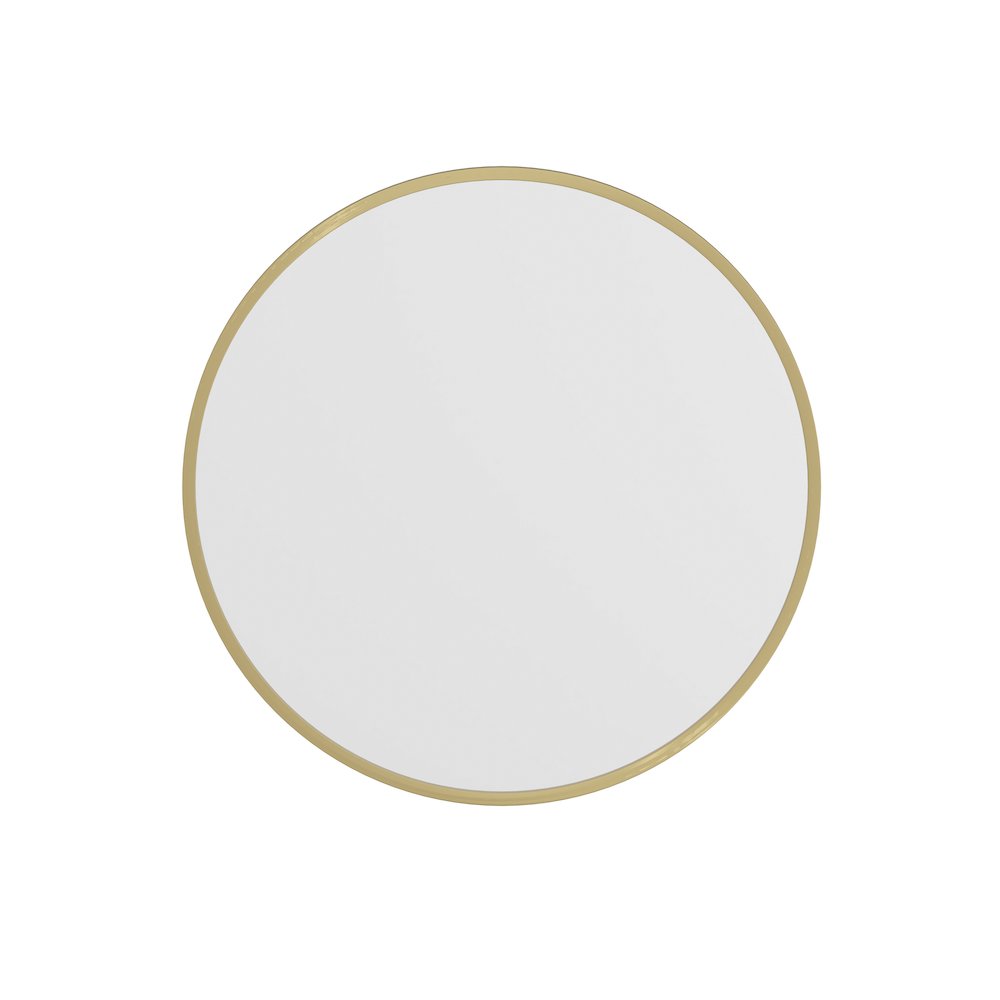 24" Round Gold Metal Framed Wall Mirror. Picture 11