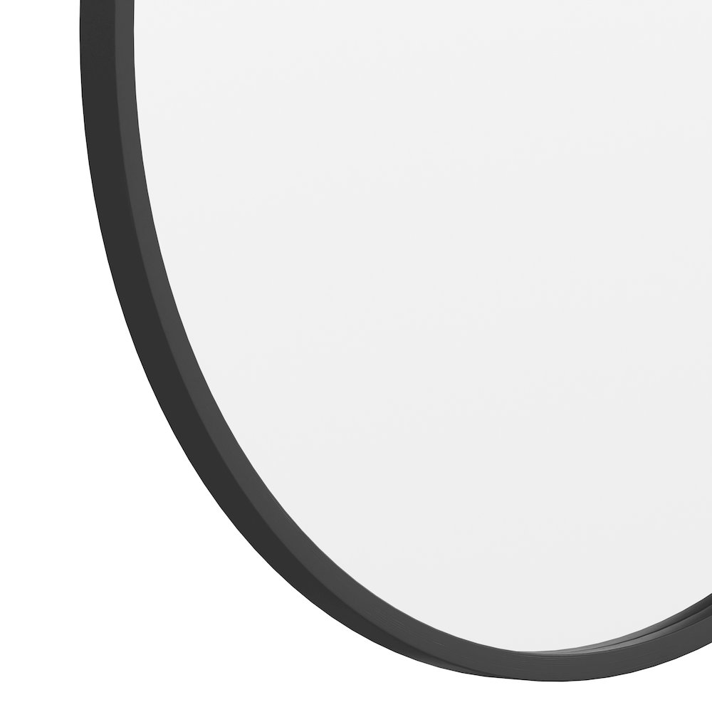 24" Round Black Metal Framed Wall Mirror. Picture 9