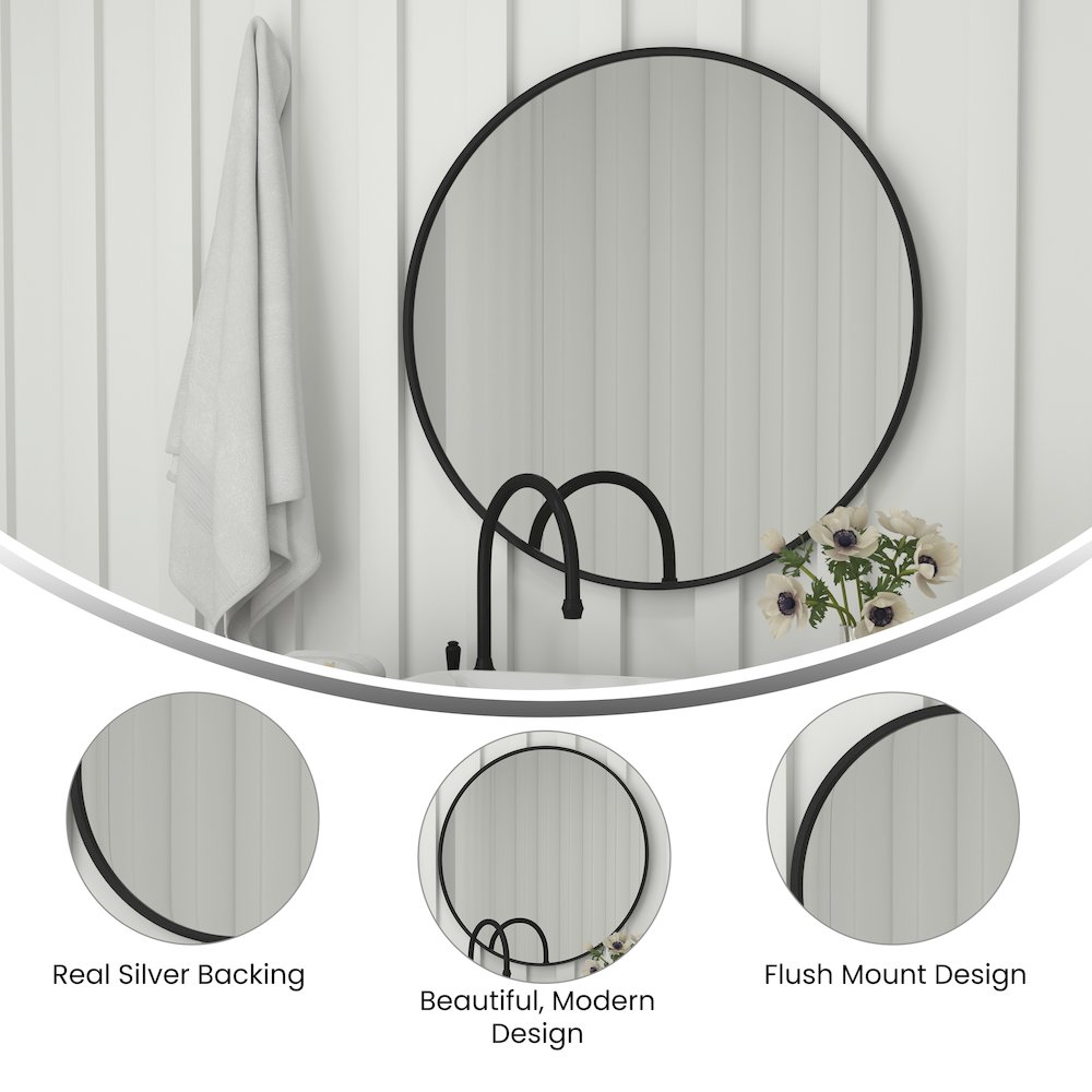 Modern 36 Inch Round Wall Mount Accent Mirror. Picture 4