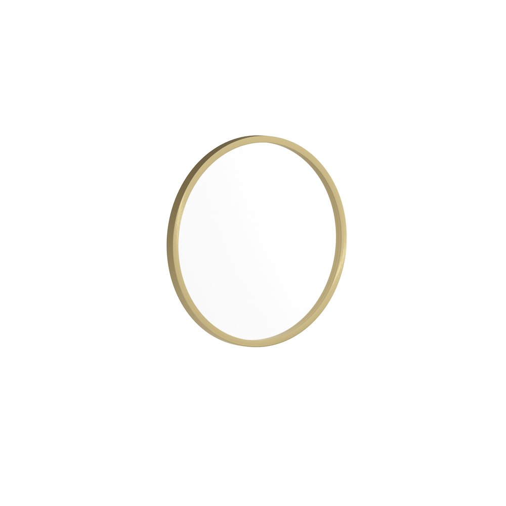 16" Round Gold Metal Framed Wall Mirror. Picture 1