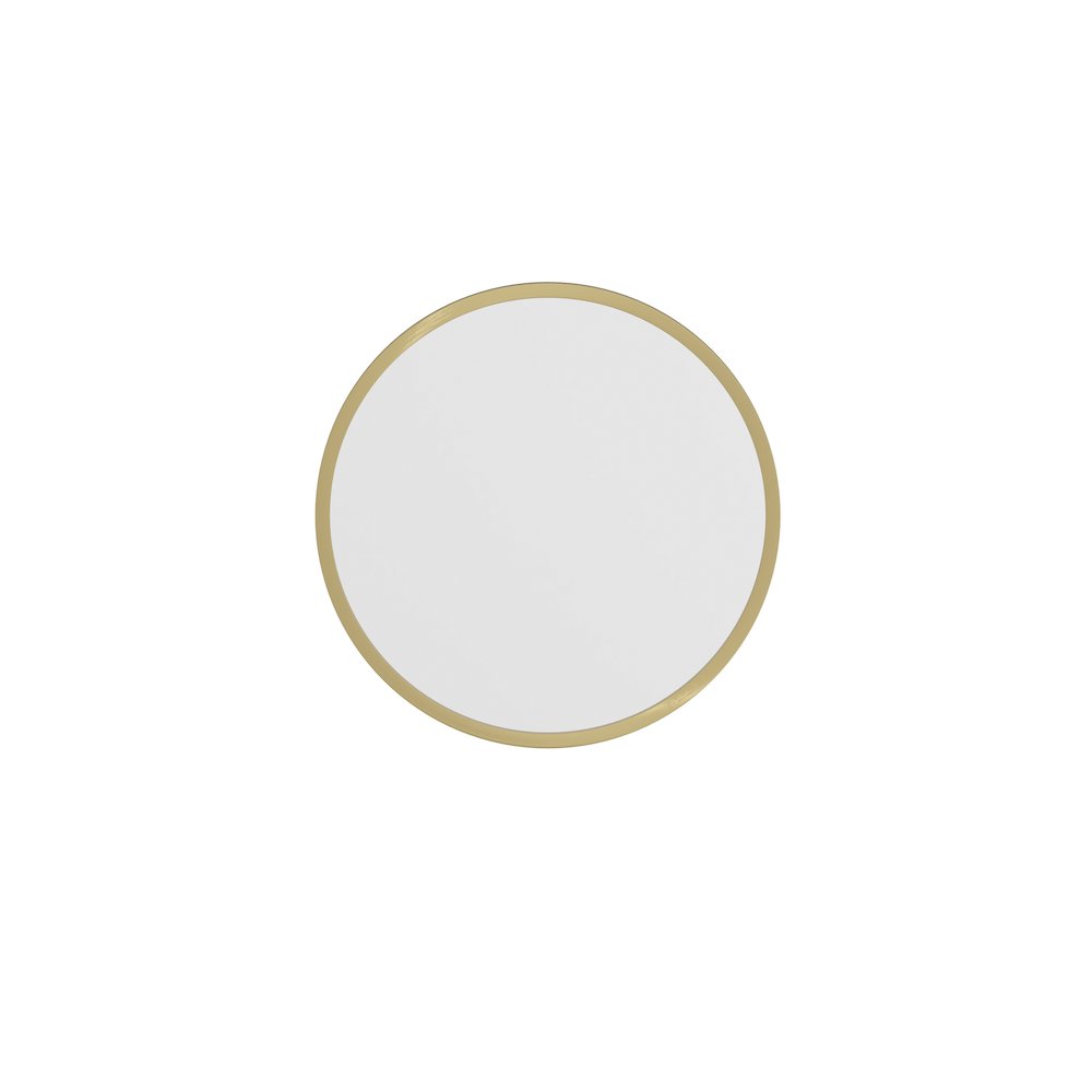 16" Round Gold Metal Framed Wall Mirror. Picture 11