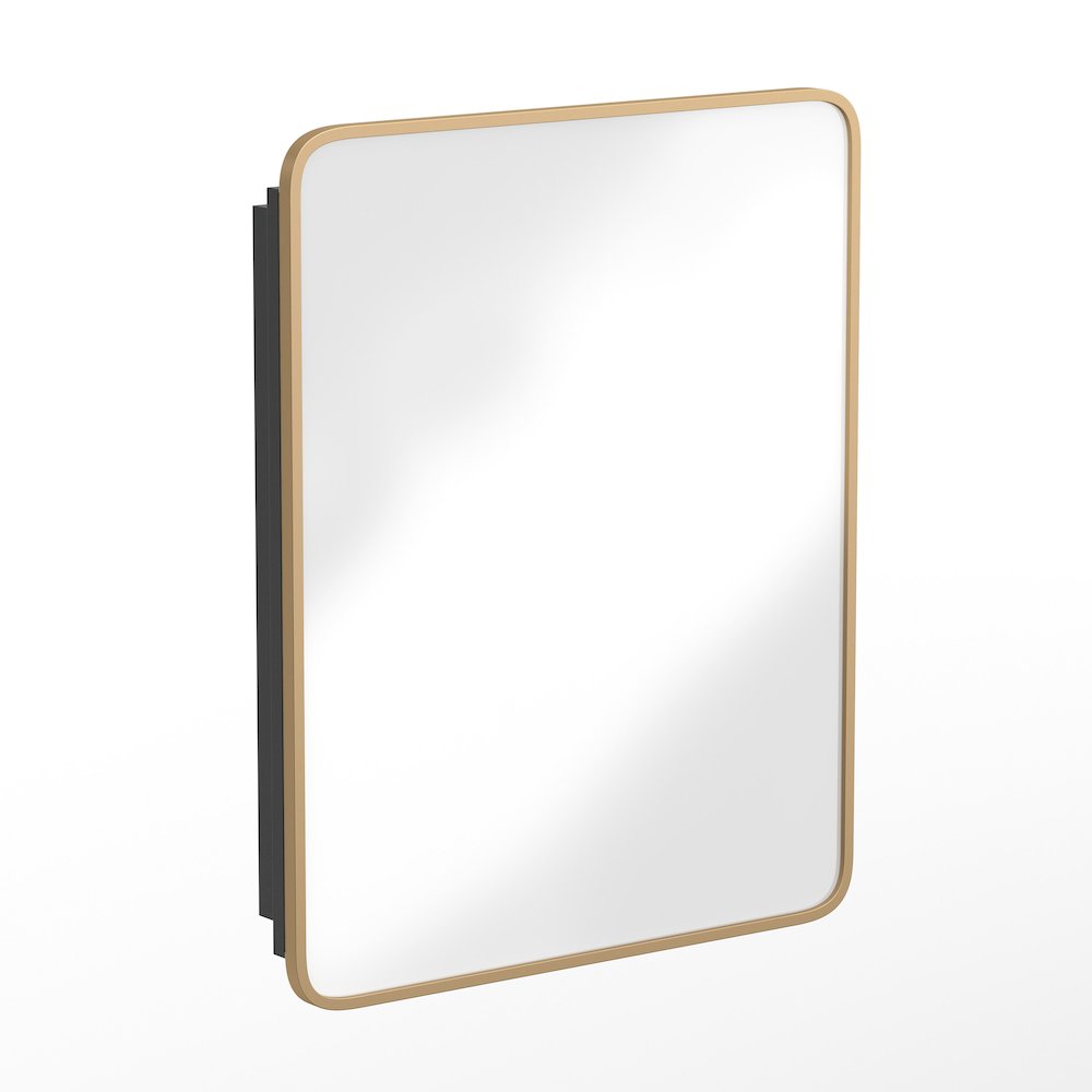 24" x 30"Bathroom Medicine Cabinet with Rounded Beveled Mirror, Gold. Picture 1