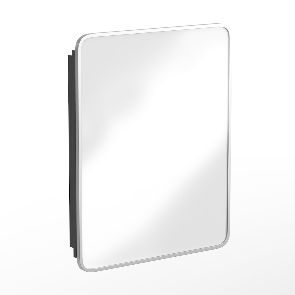 24" x 30"Bathroom Medicine Cabinet with Rounded Beveled Mirror, Silver. Picture 1