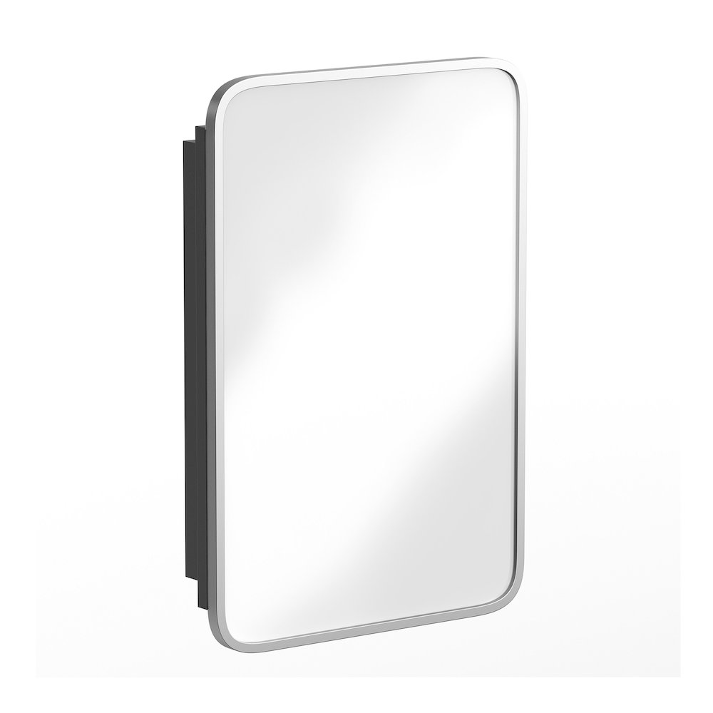 16" x 24"Bathroom Medicine Cabinet with Rounded Beveled Mirror, Silver. Picture 1