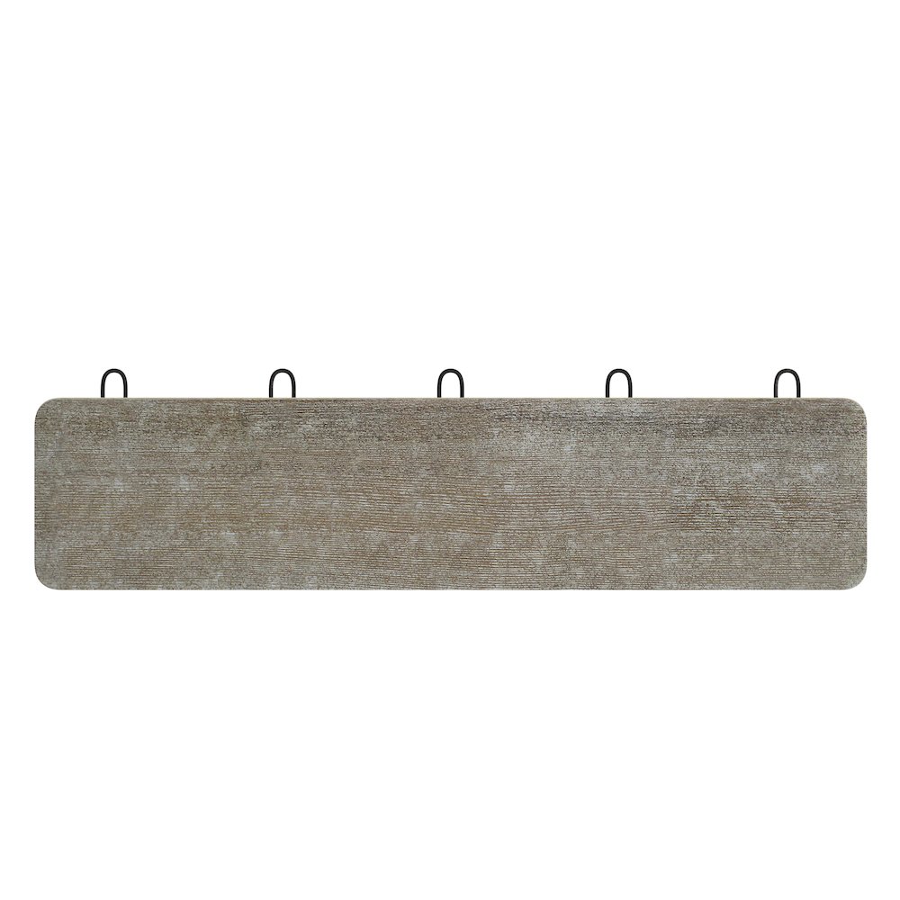 Wall Mounted 24 in Weathered Solid Pine Wood Storage Rack with 5 Hooks. Picture 8