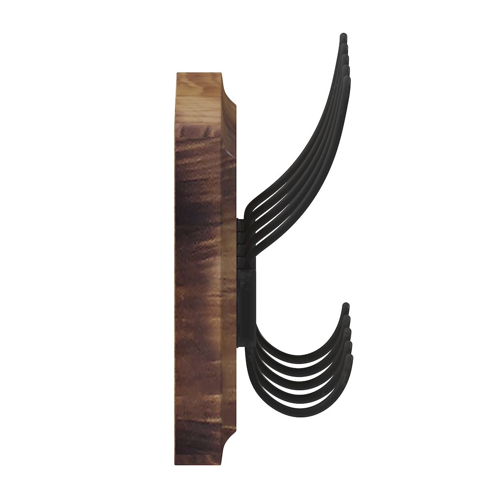 Wall Mounted 24 in Brown Solid Pine Wood Storage Rack with 5 Hooks. Picture 10
