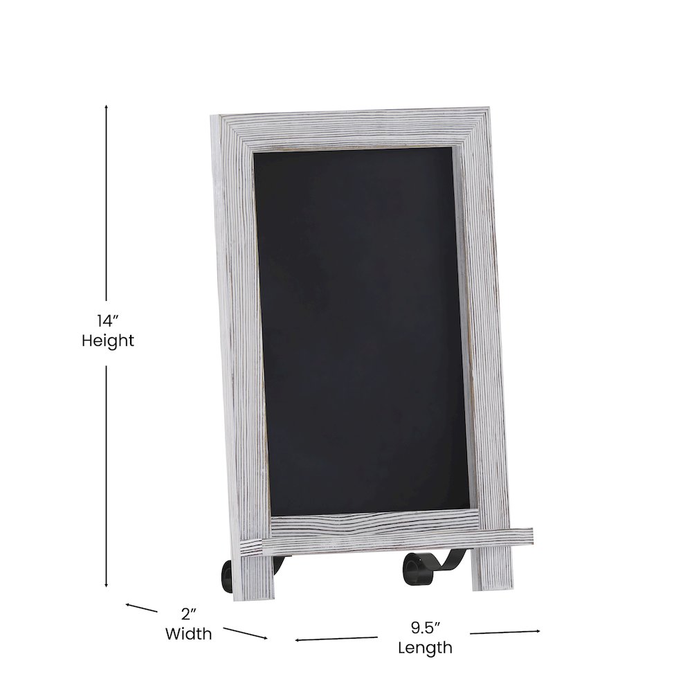 9.5" x 14" Whitewashed Tabletop Magnetic Chalkboard Sign. Picture 5