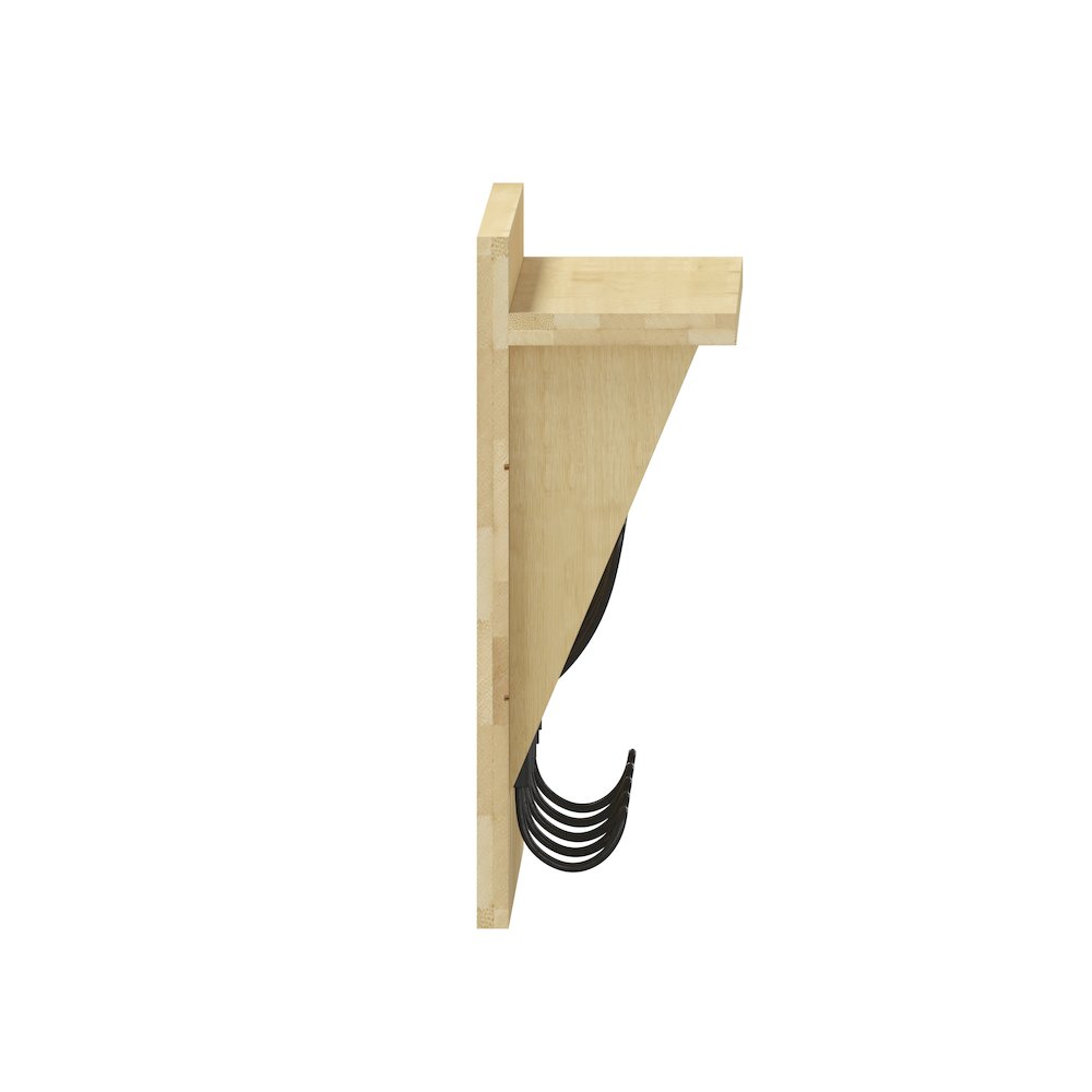 Wall Mounted 24 in Solid Pine Wood Storage Rack with Upper Shelf, Bamboo. Picture 10