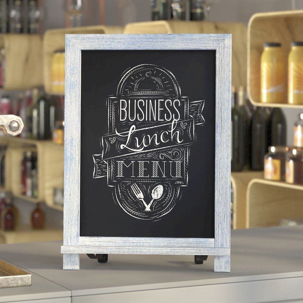 12" x 17" Blue Tabletop Magnetic Chalkboard Sign. Picture 2