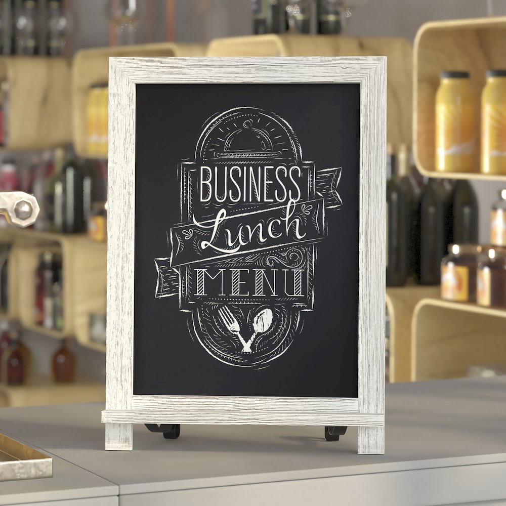 12" x 17" Whitewashed Tabletop Magnetic Chalkboard Sign. Picture 2