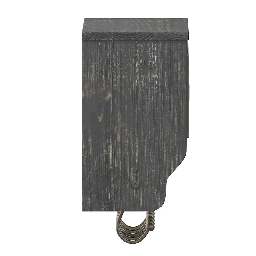Wall Mounted 24 in Solid Pine Wood Storage Rack with Upper Shelf in Blackwashed. Picture 10
