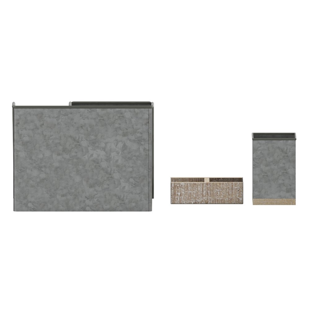 3 Piece Galvanized Finish Metal and Wood Organizer Set. Picture 8