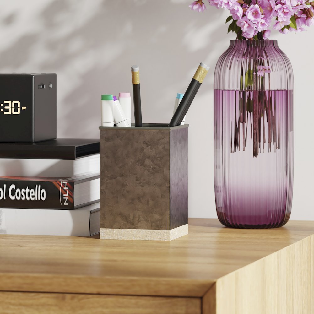 3 Piece Galvanized Finish Metal and Wood Organizer Set. Picture 7