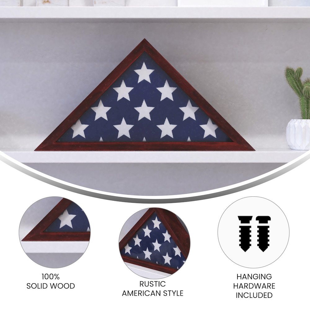 Brown Memorial Flag Display Case - Solid Wood Military Flag Display Case. Picture 4