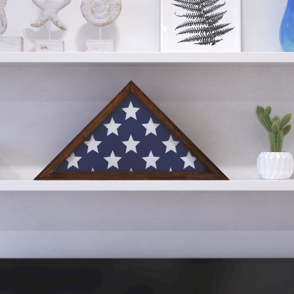 Brown Memorial Flag Display Case - Solid Wood Military Flag Display Case. Picture 2