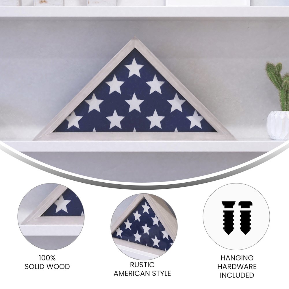 Whitewashed Memorial Flag Display Case - Solid Wood Military Flag Display Case. Picture 4