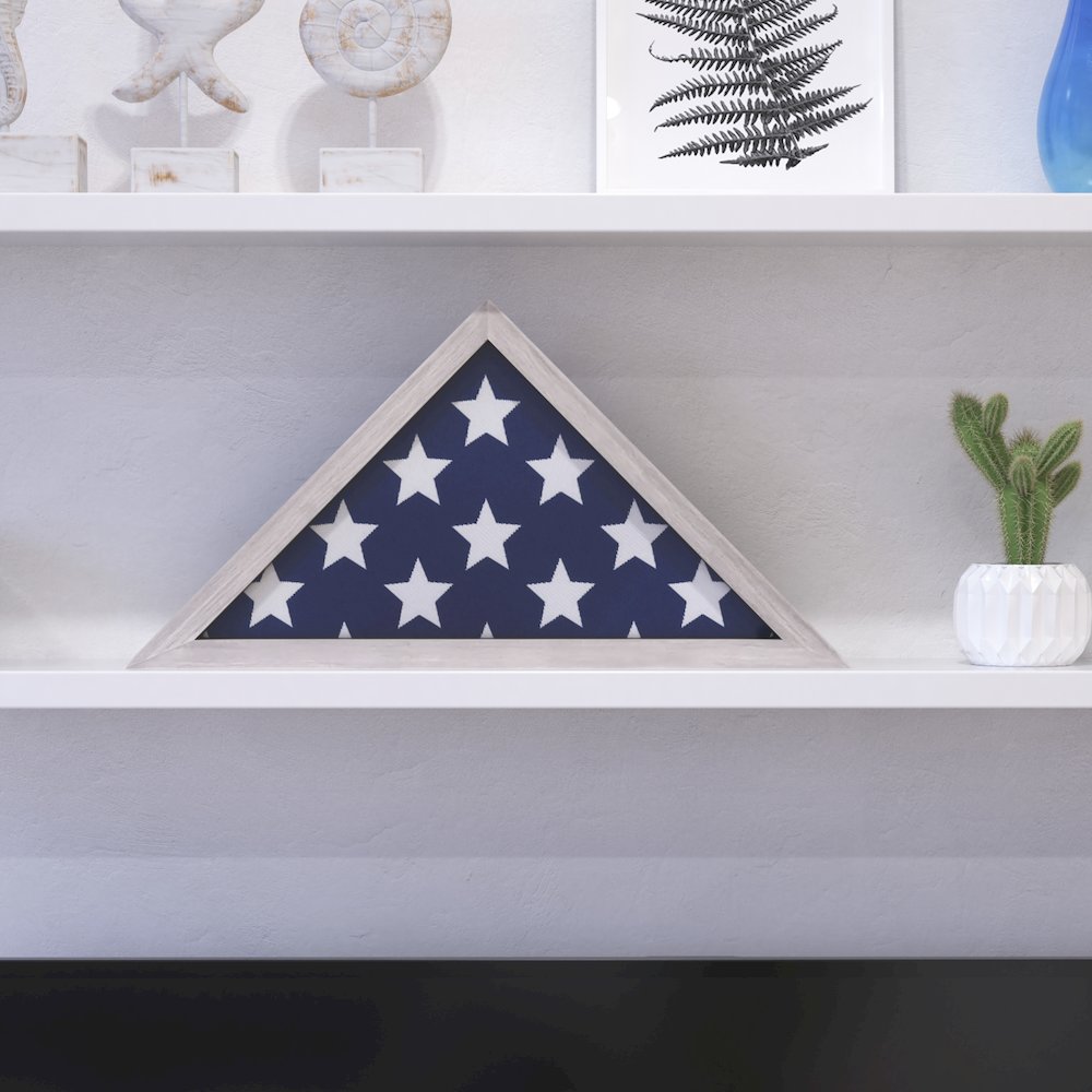 Whitewashed Memorial Flag Display Case - Solid Wood Military Flag Display Case. Picture 2