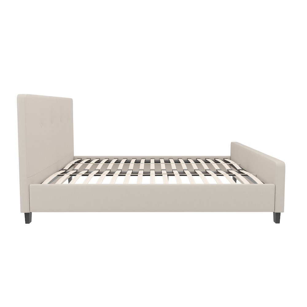 Twin Size Tufted Upholstered Platform Bed in Beige Fabric. Picture 5