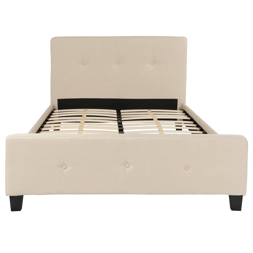 Full Size Tufted Upholstered Platform Bed in Beige Fabric. Picture 6