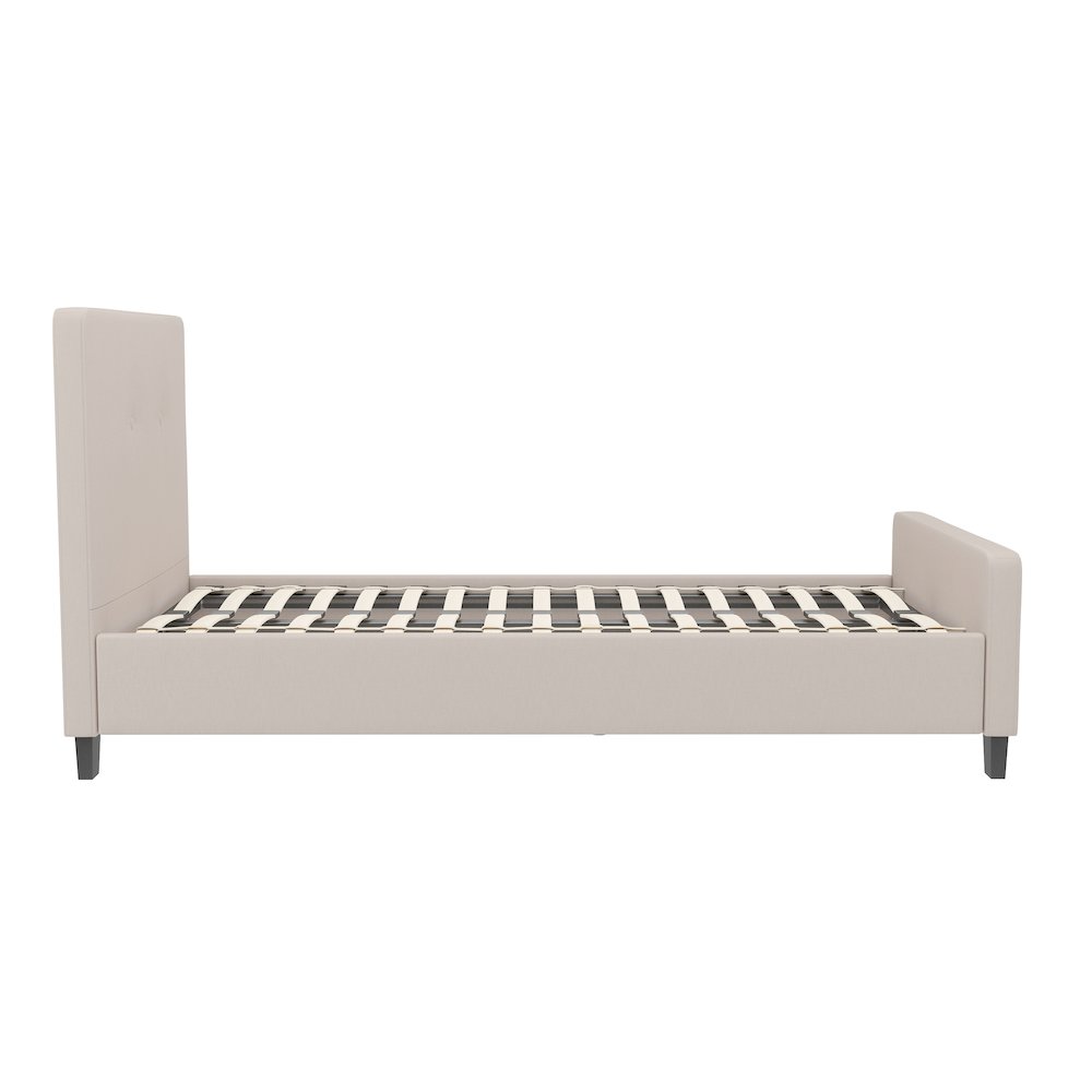 Full Size Tufted Upholstered Platform Bed in Beige Fabric. Picture 5