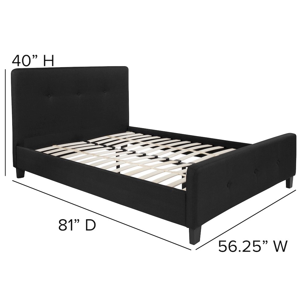 Full Size Tufted Upholstered Platform Bed in Black Fabric. Picture 4