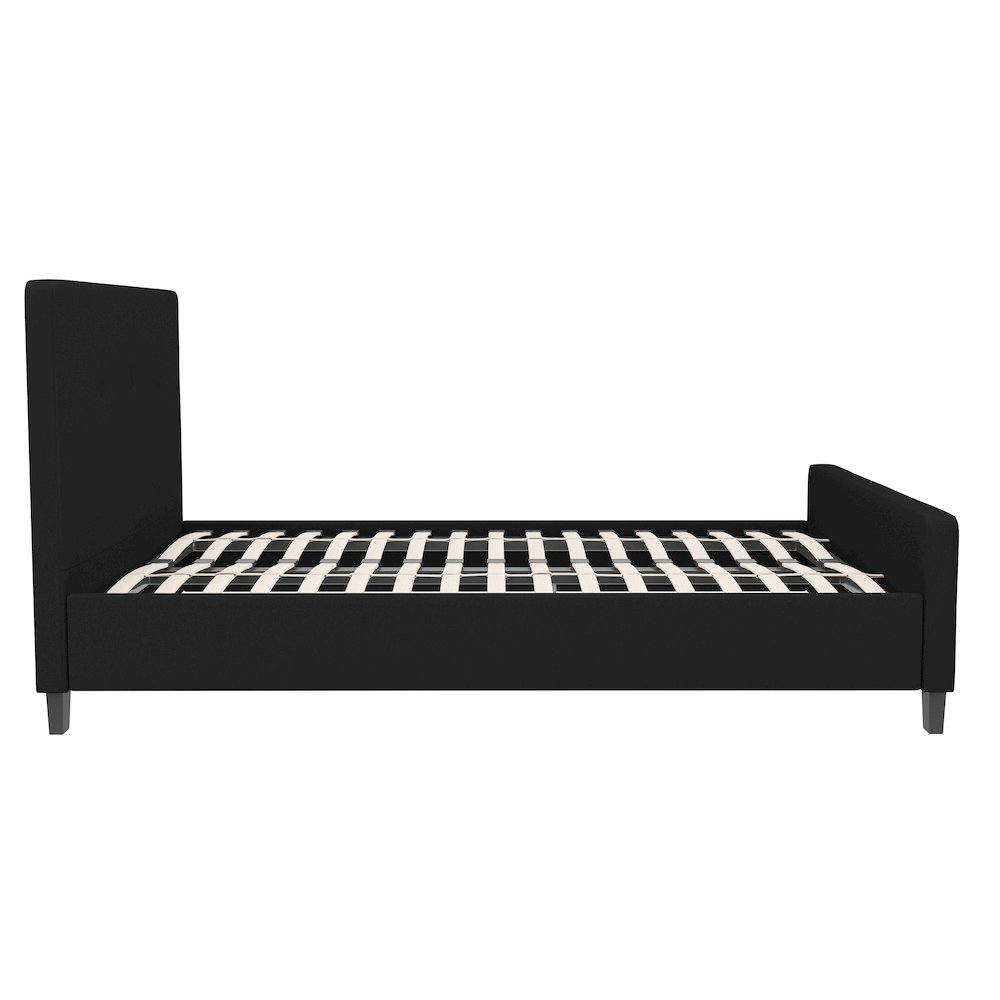 Full Size Tufted Upholstered Platform Bed in Black Fabric. Picture 5