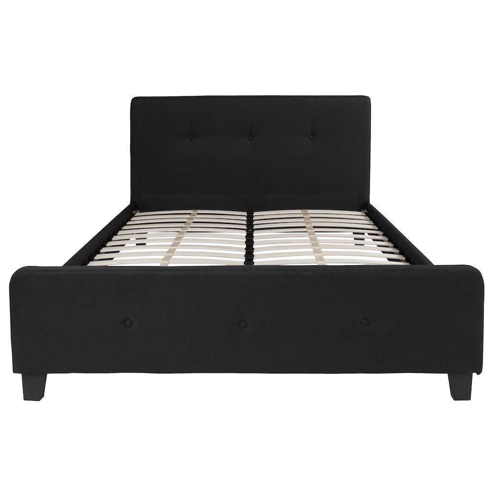 Queen Size Tufted Upholstered Platform Bed in Black Fabric. Picture 7
