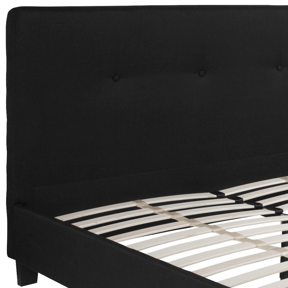 Queen Size Tufted Upholstered Platform Bed in Black Fabric. Picture 8