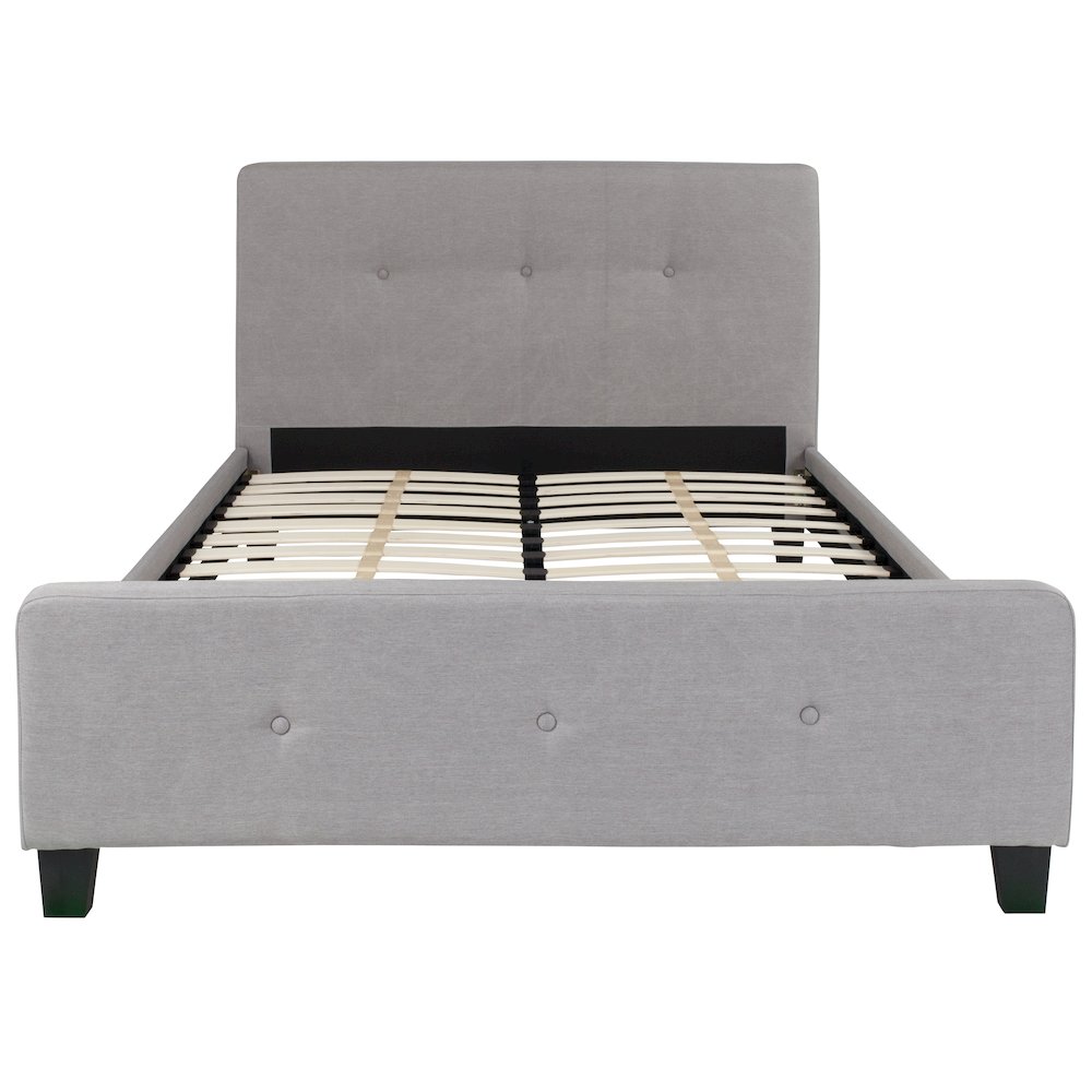 Full Size Tufted Upholstered Platform Bed in Light Gray Fabric. Picture 6