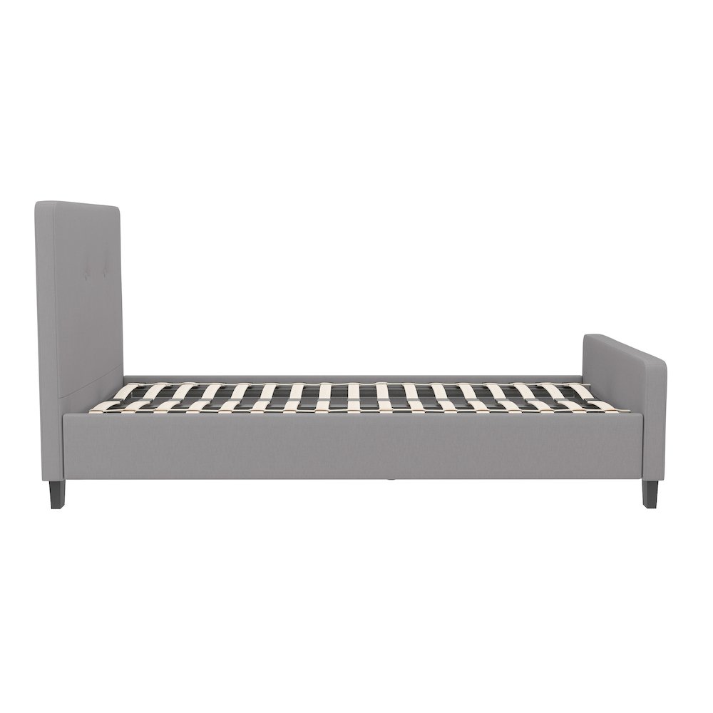 Full Size Tufted Upholstered Platform Bed in Light Gray Fabric. Picture 5