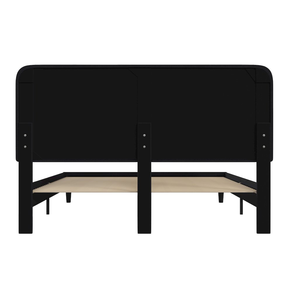 Charcoal King Fabric Upholstered Platform Bed - Headboard with Rounded Edges. Picture 6