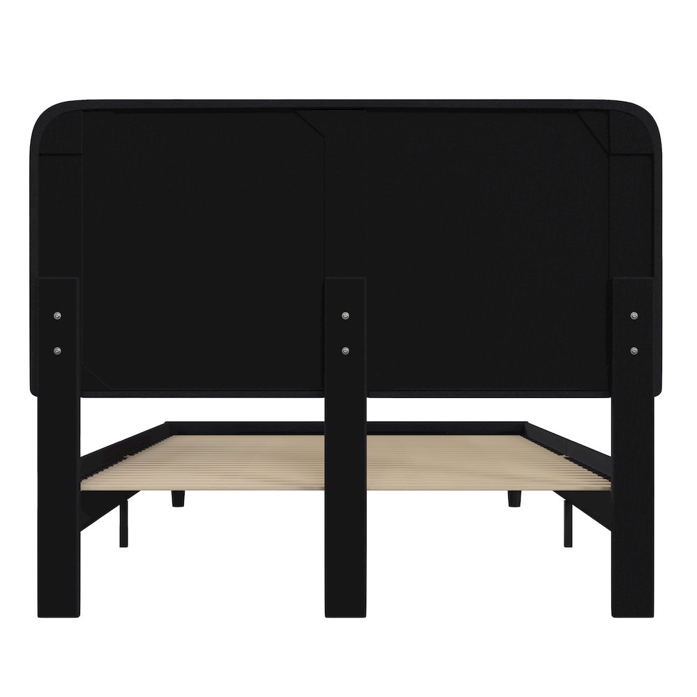 Charcoal Queen Fabric Upholstered Platform Bed - Headboard with Rounded Edges. Picture 6