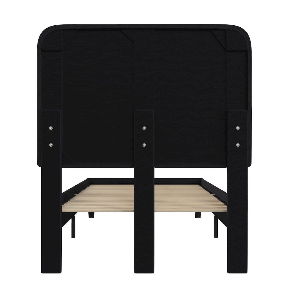 Charcoal Twin Fabric Upholstered Platform Bed - Headboard with Rounded Edges. Picture 6