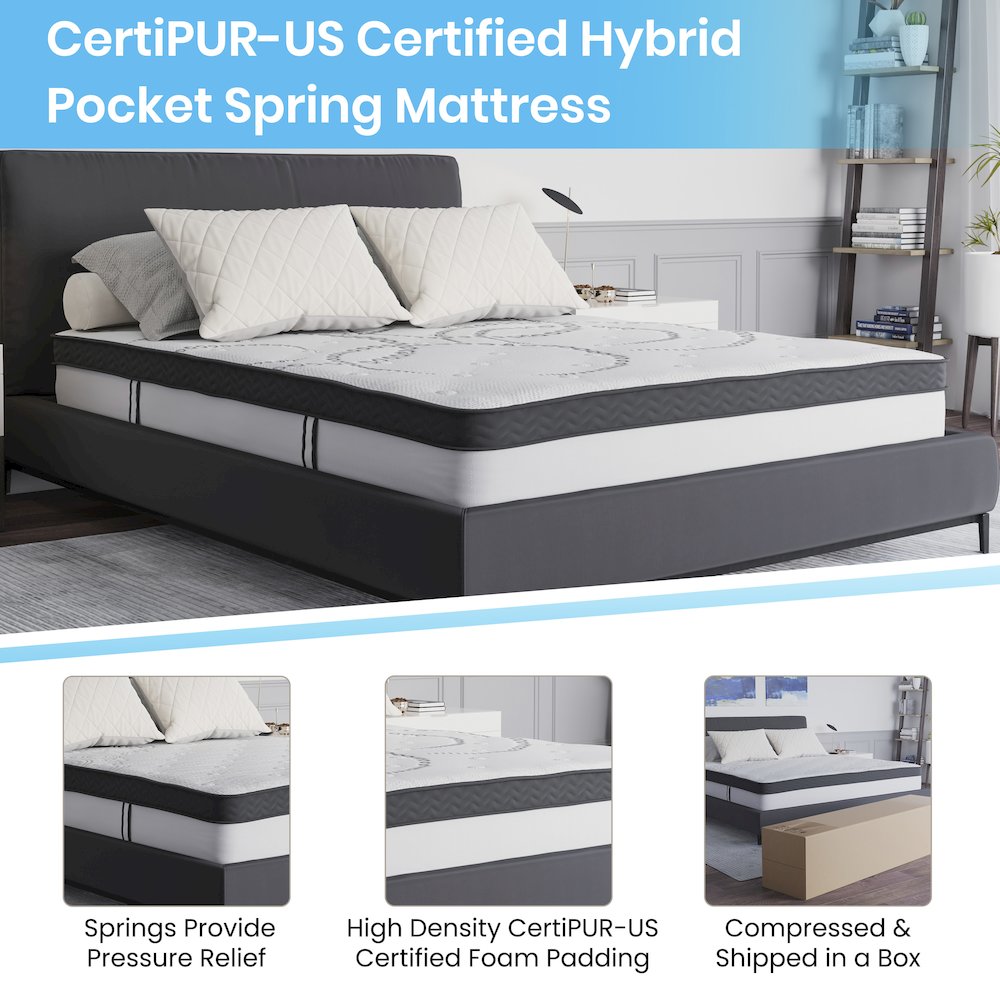 Queen Size Tufted Upholstered Platform Bed in Light Gray Fabric. Picture 4