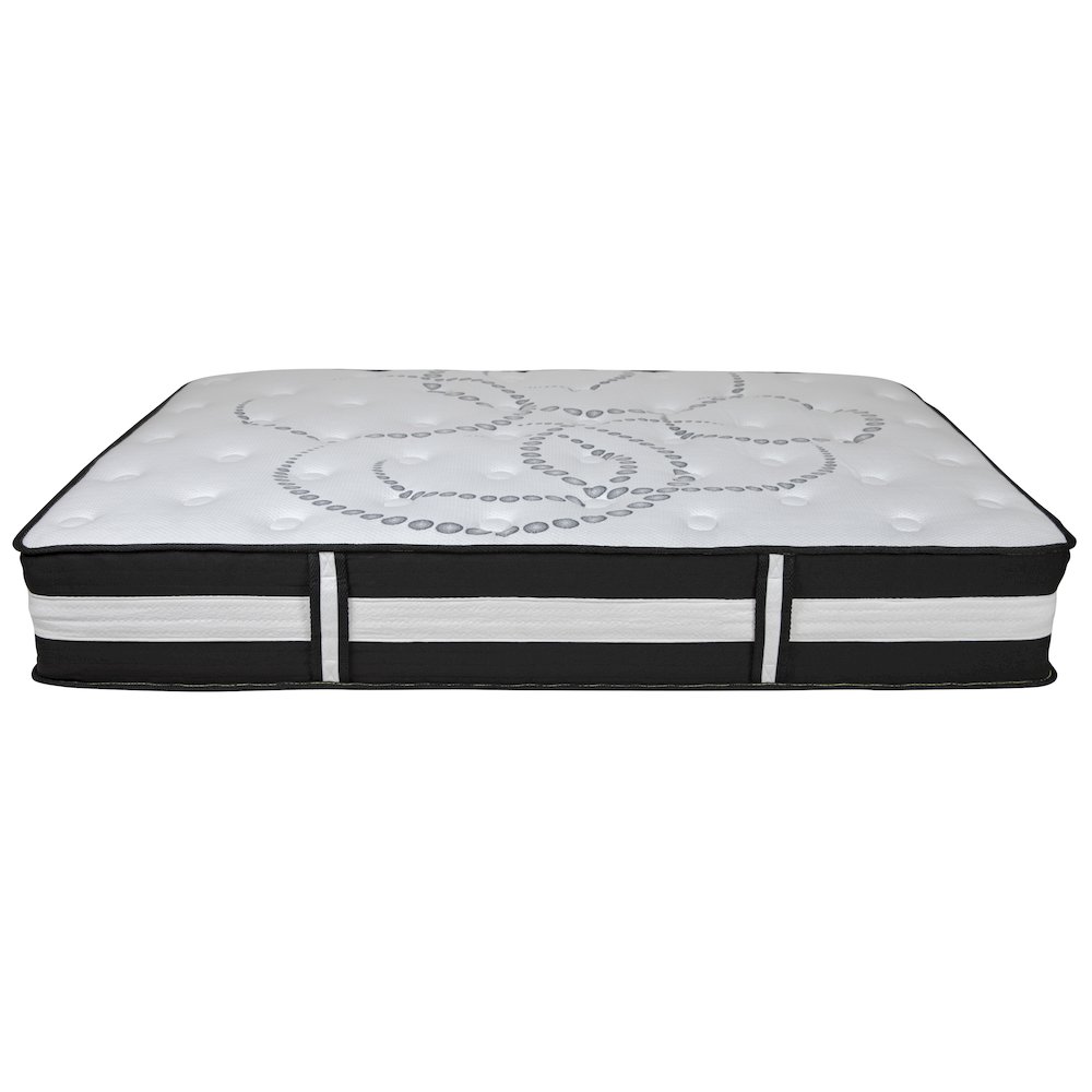 Full Size Platform Bed in Beige Fabric with Pocket Spring Mattress. Picture 5