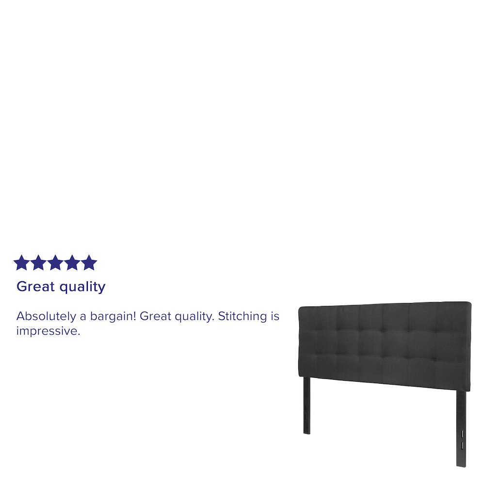 Quilted Tufted Upholstered Full Size Headboard in Black Fabric. Picture 8