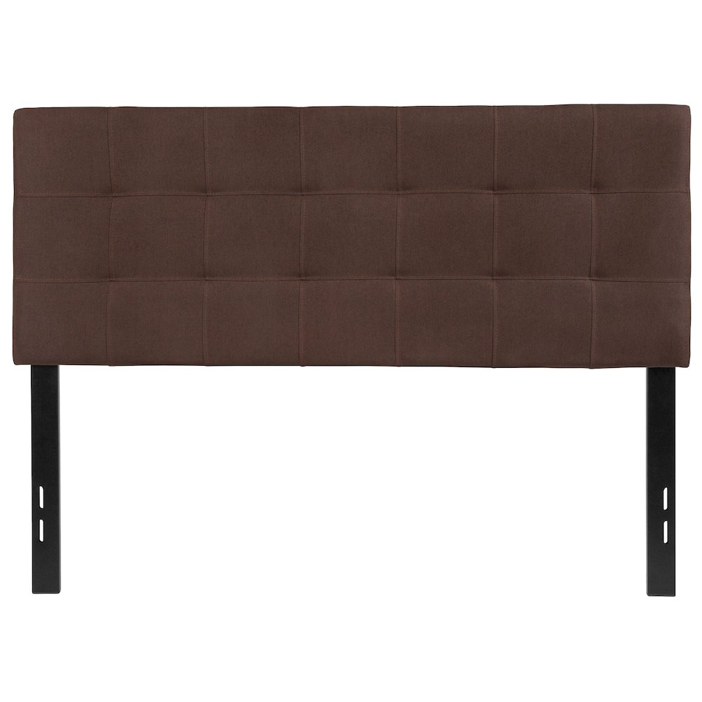 Tufted Upholstered Full Size Headboard in Dark Brown Fabric. Picture 7