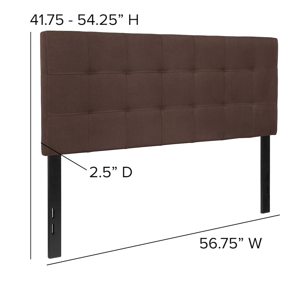 Tufted Upholstered Full Size Headboard in Dark Brown Fabric. Picture 4