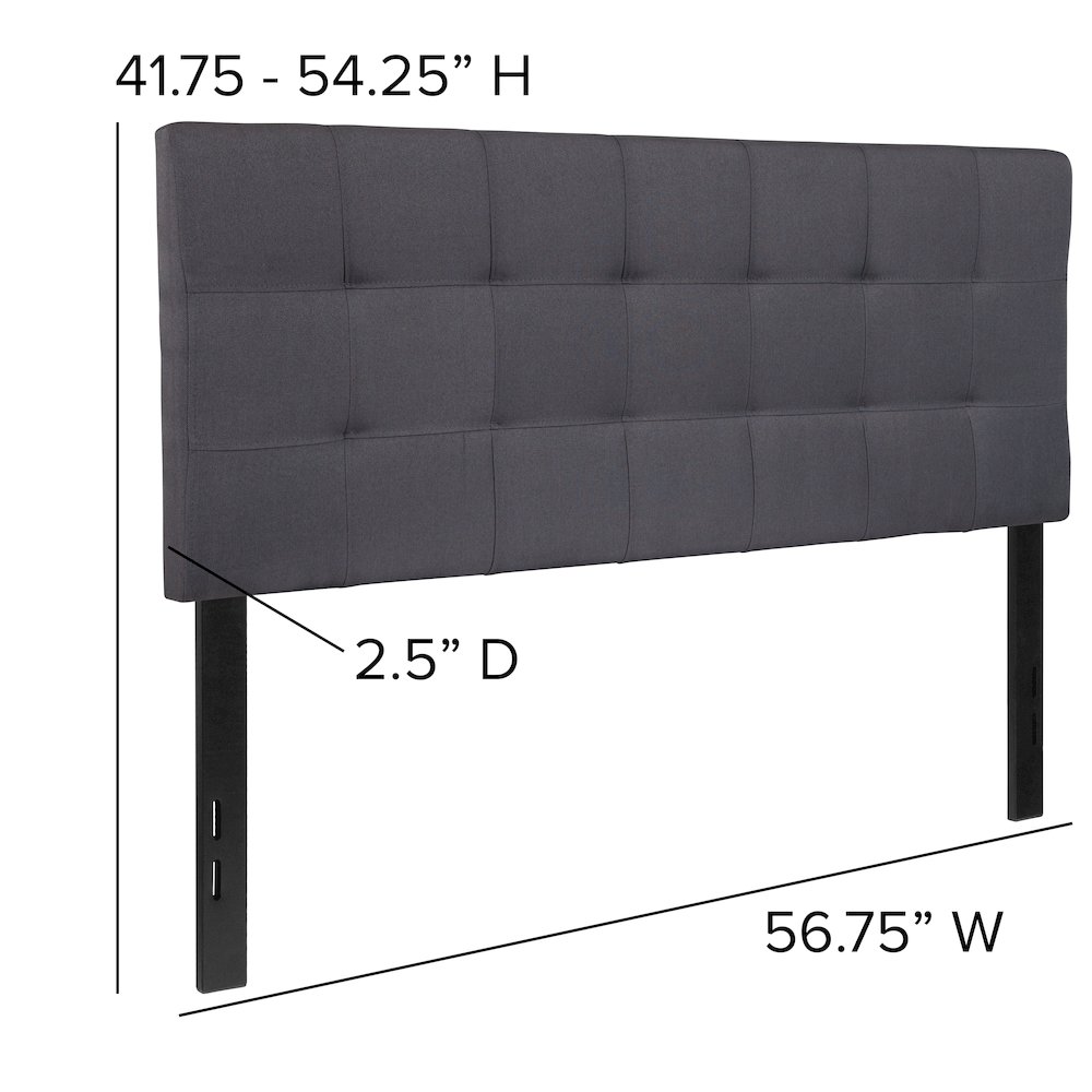 Tufted Upholstered Full Size Headboard in Dark Gray Fabric. Picture 6