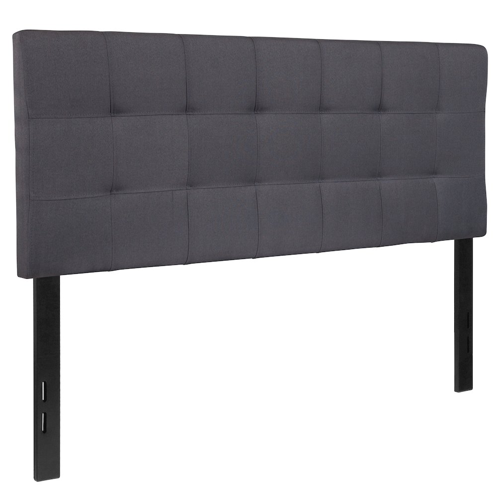 Tufted Upholstered Full Size Headboard in Dark Gray Fabric. Picture 1