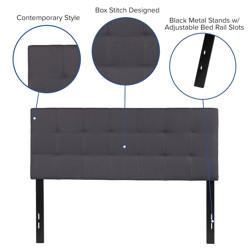 Tufted Upholstered Full Size Headboard in Dark Gray Fabric. Picture 5